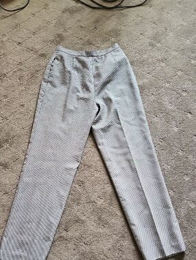 Ann Taylor-Valerie Stevens Black Lined Houndstooth Trousers & Blazer